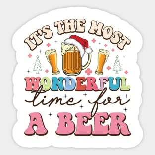 It's the Most Wonderful Time For A Beer Funny X-Mas Sticker